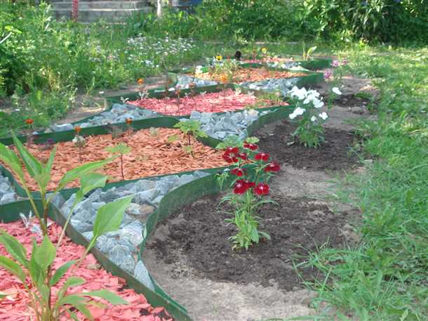 Создание рисунков и узоров на дачном участке из щепы